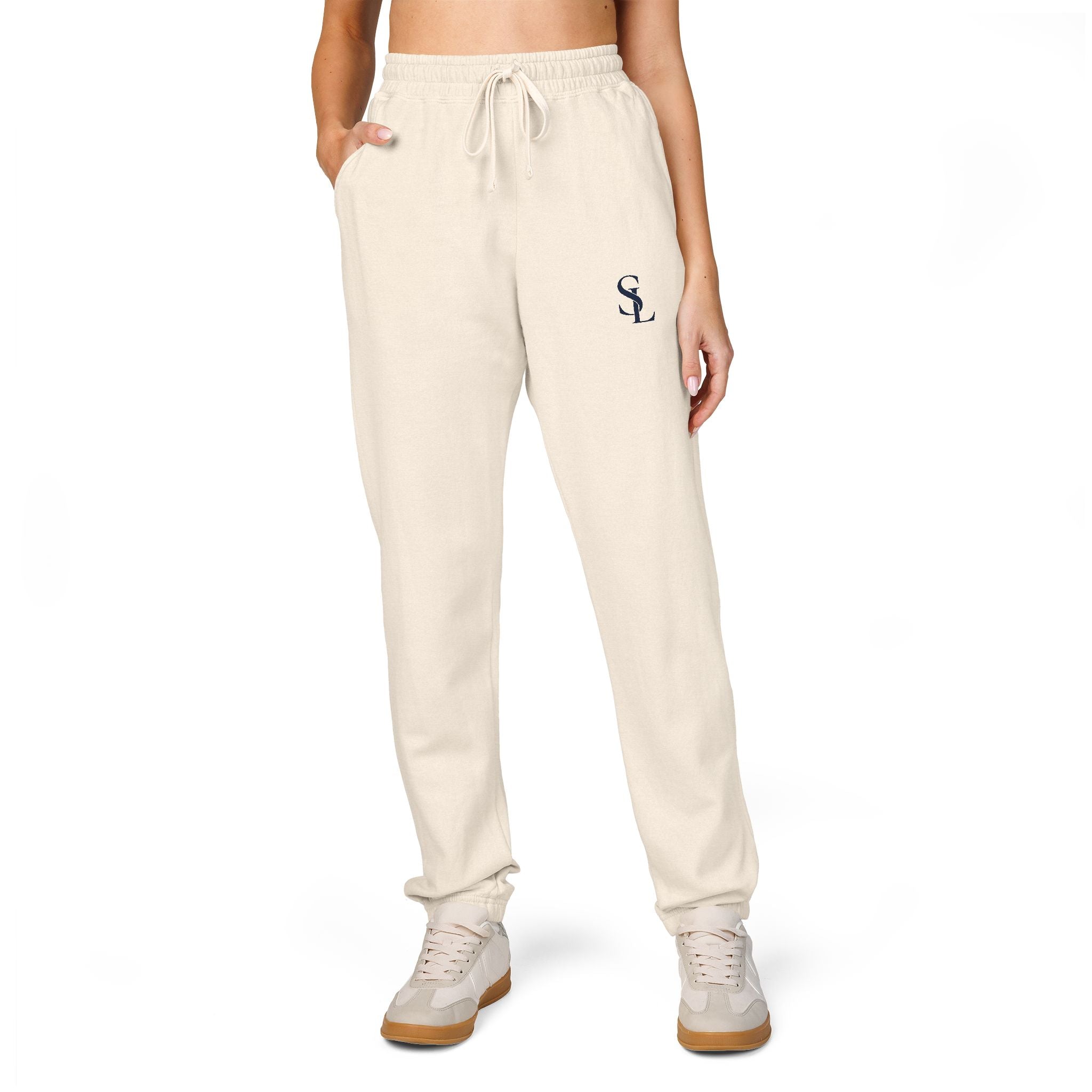 Small Embroidered Skull Sweatpants | Garment-Dyed Fleece Joggers
