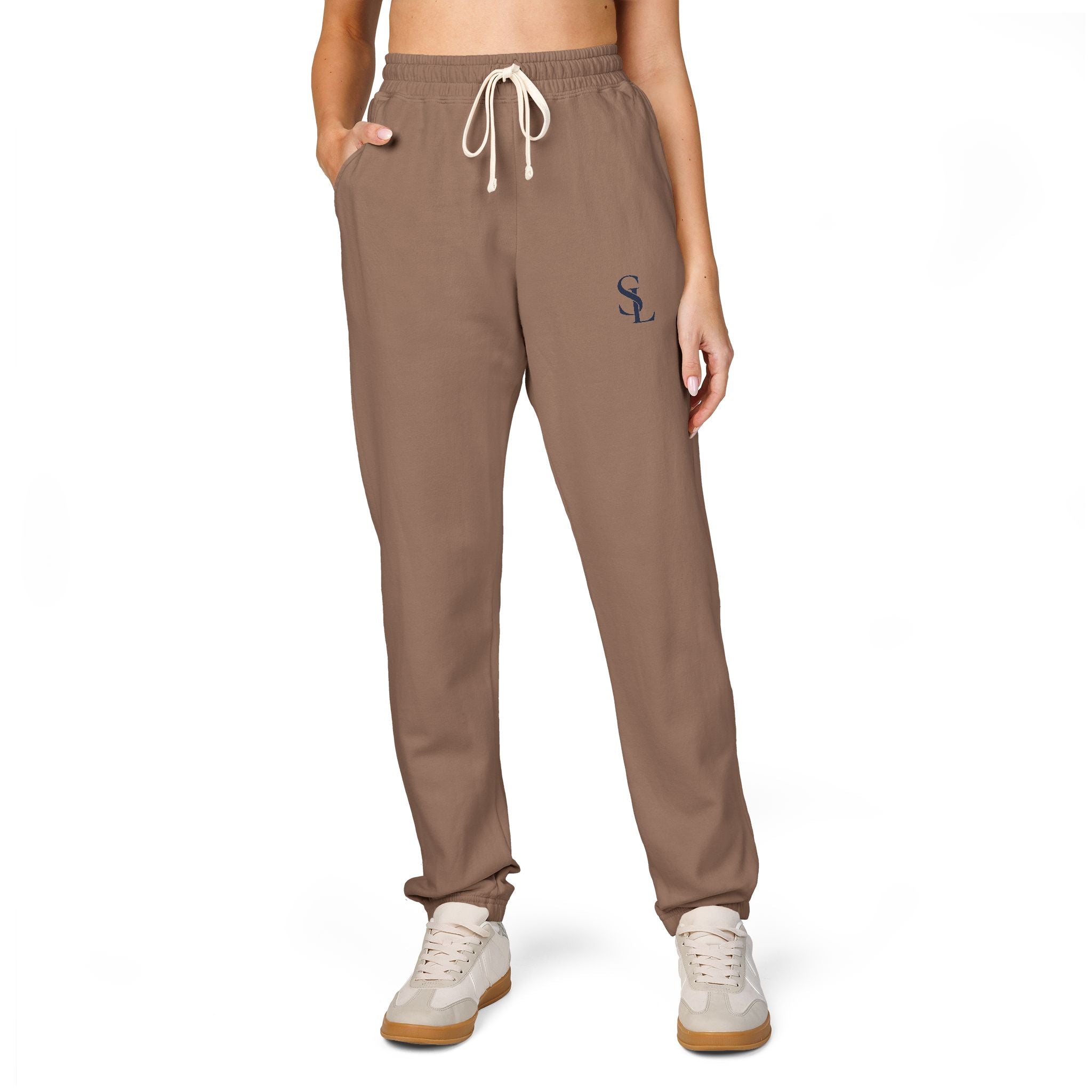 Small Embroidered Skull Sweatpants | Garment-Dyed Fleece Joggers