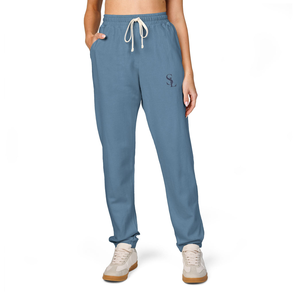 Small Embroidered Skull Sweatpants | Garment-Dyed Fleece Joggers