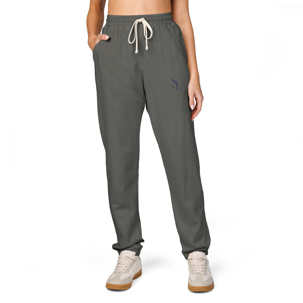 Small Embroidered Skull Sweatpants | Garment-Dyed Fleece Joggers