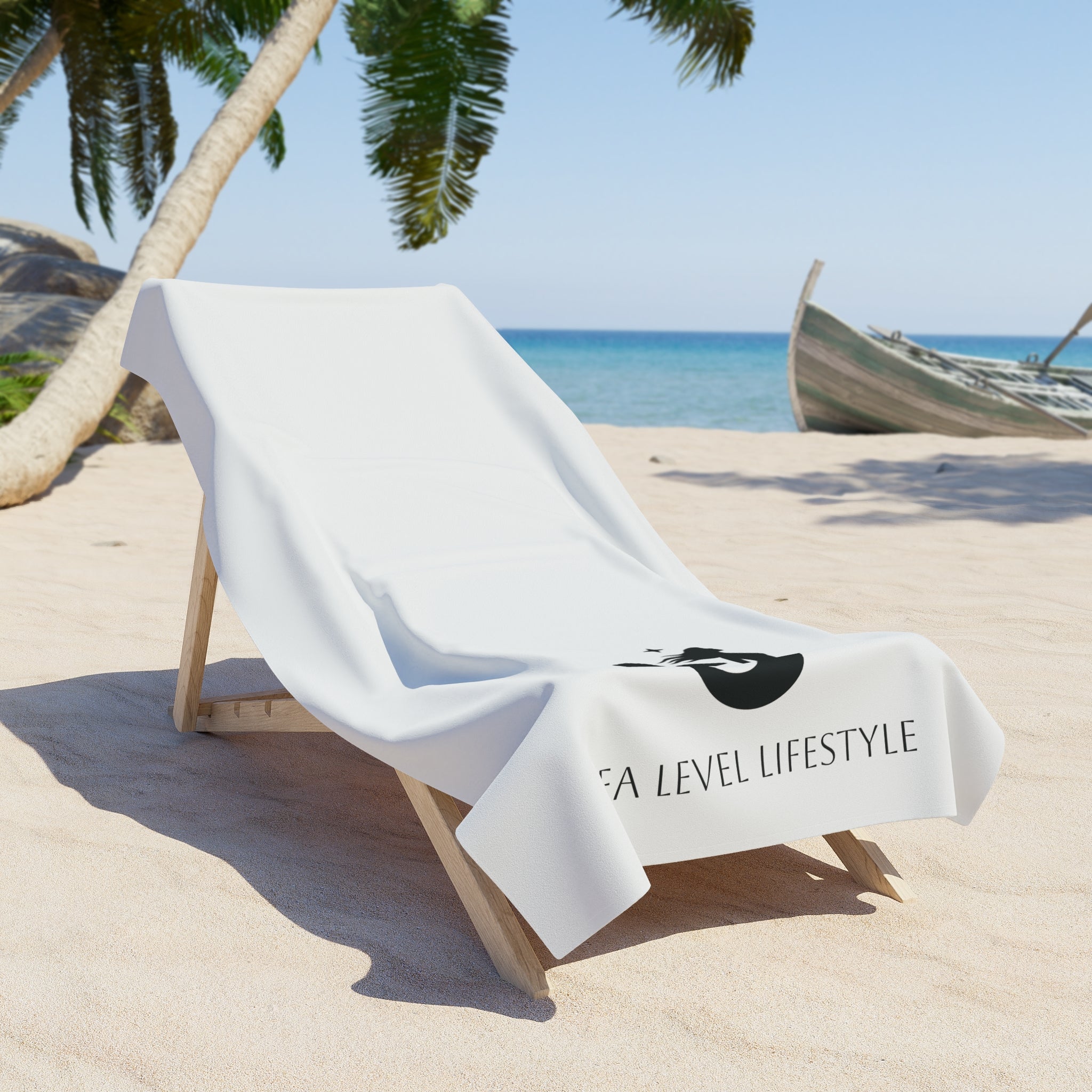 Sea Level Lifestyle logo Beach Towel | Coastal Minimalist Beach Towel